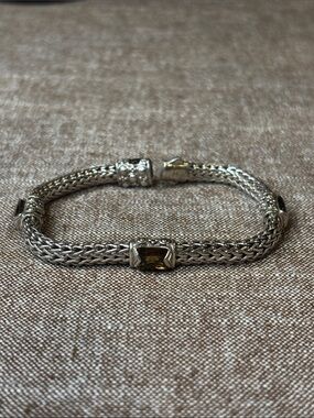 John Hardy 18k/925 Smoky Quartz 3-Station Bracelet